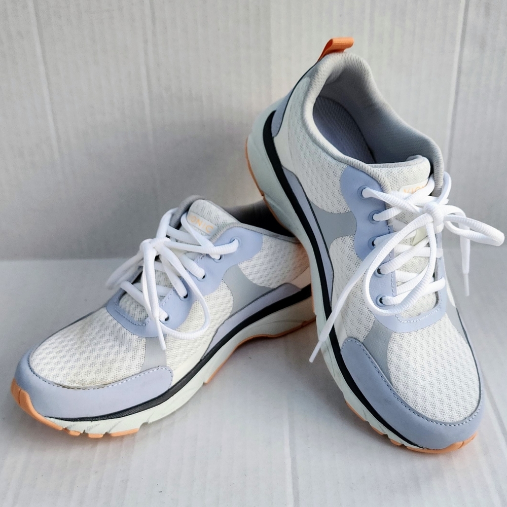 Vionic Lace-Up Orthopedic Walking Sneakers Dashell Blue Haze, White Size 8.5